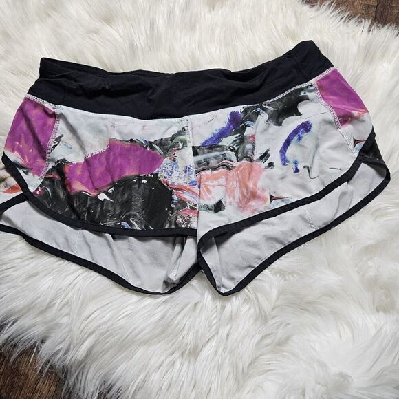 Lululemon Run: Speed Short, 4-Way Stretch, Size 12 - Pigment Wave Multi, Black - Picture 4 of 12